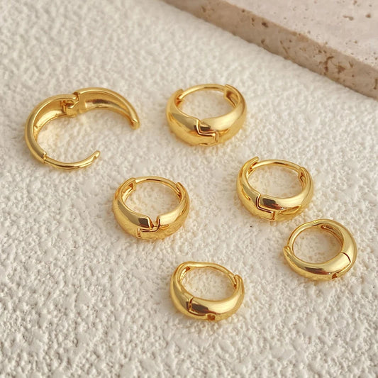 3 Pairs Chunky Gold Color Hoop Earrings Set for Women Girls 2024 Trend Jewelry Stackable Piercing Dainty Twist Cuff Earring