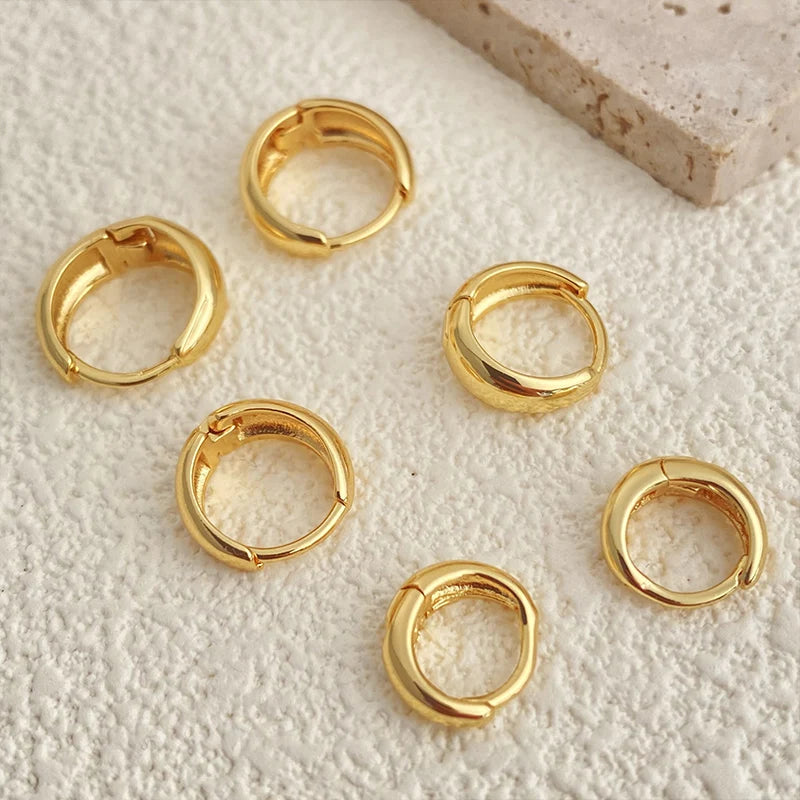 3 Pairs Chunky Gold Color Hoop Earrings Set for Women Girls 2024 Trend Jewelry Stackable Piercing Dainty Twist Cuff Earring